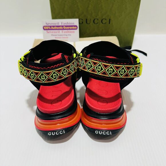 Gucci Run 10/ US 10.5 Touch Strap Sandals Square G Canvas Multicolor NIB $970 - Picture 7 of 13